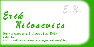 erik milosevits business card